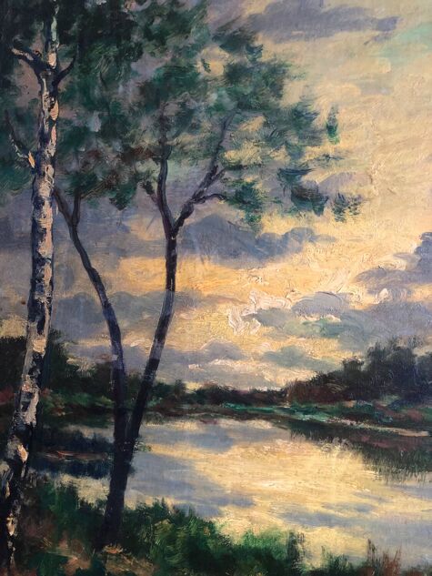 Oil on canvas countryside landscape