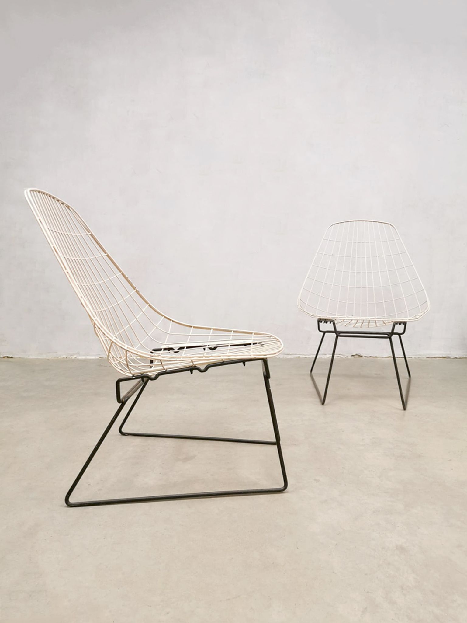 2 chaises en fer vintage design hollandais Cees Braakman Pastoe