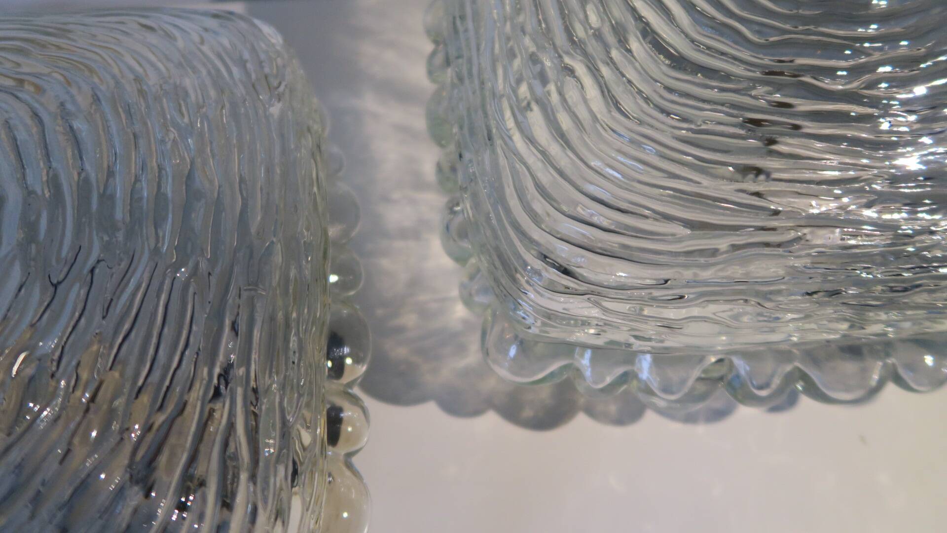 2 Glass ceiling lights, vintage, Germany