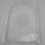 Plateau verre décor roses vintage french glass tray