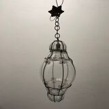 Large Murano Glass Wrought Iron Light Pendant 1950’s