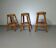 3 x bamboo stool with leather laces / 70s