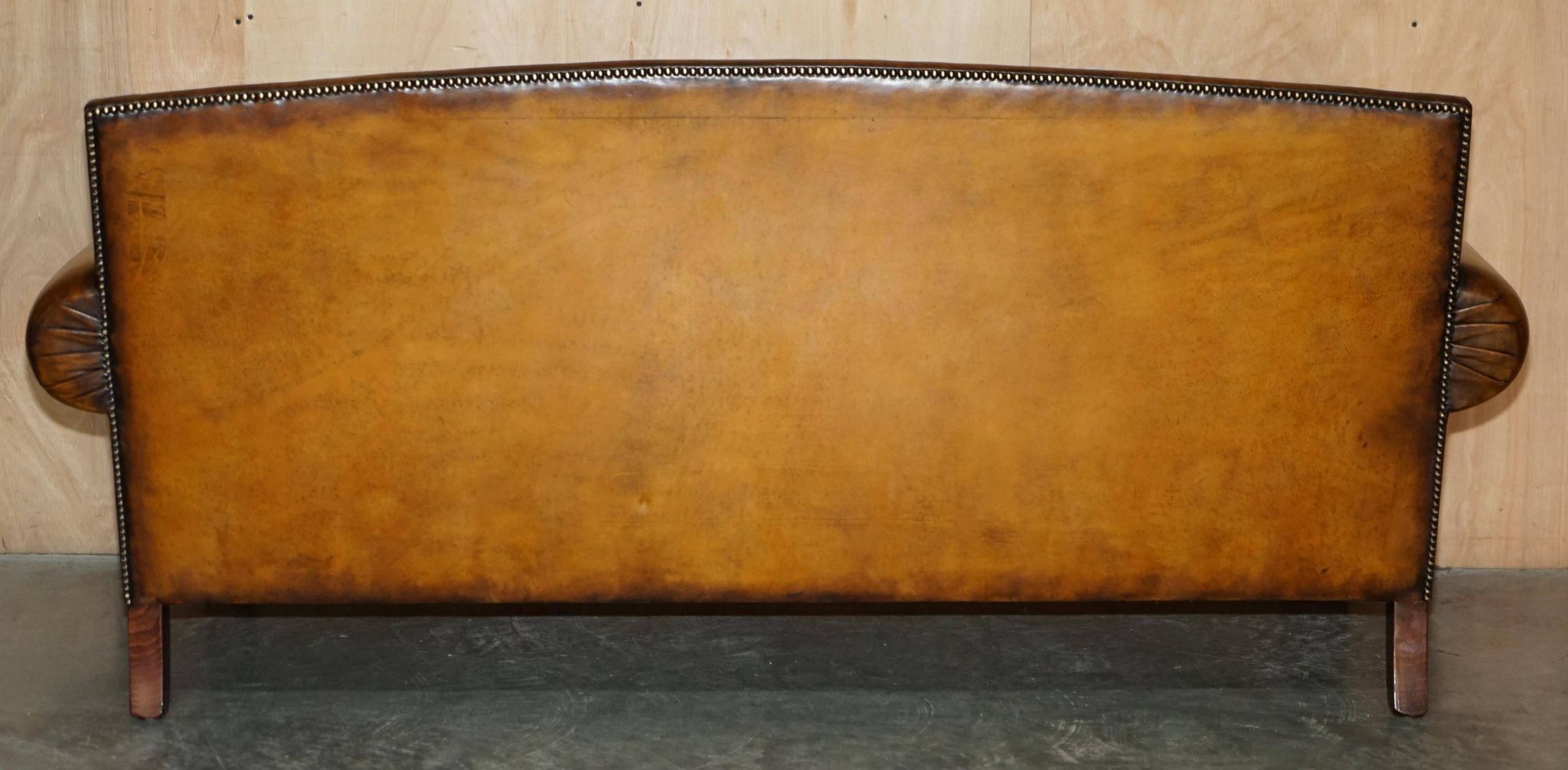 Mustang Leather Art Deco Style Sofa Fully Restored