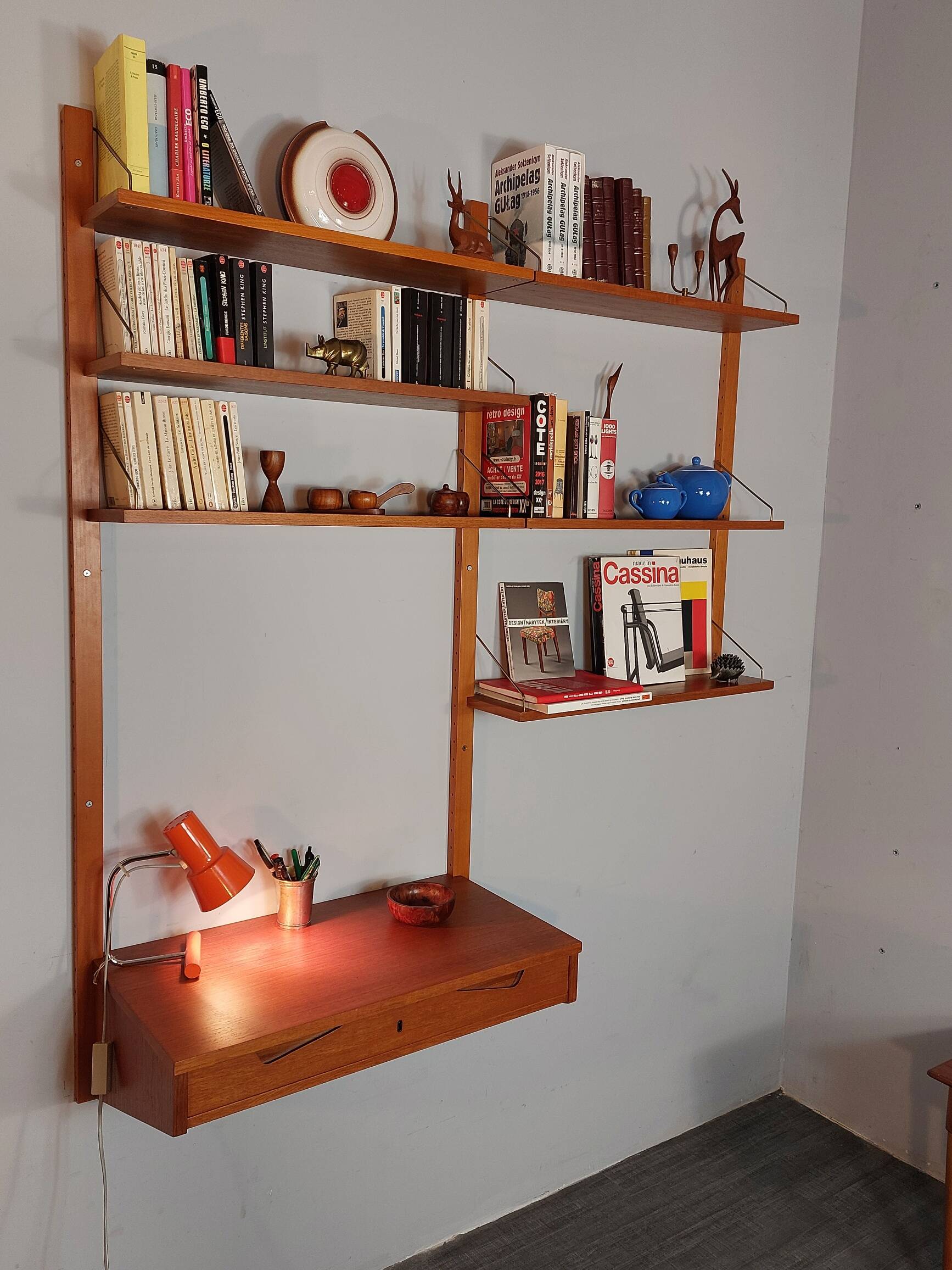 Rival Scandinavian shelves & wall secretary by Kjell Riise, 1960s