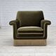 Fauteuil danois des années 1970, velours vert d'origine.