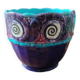Cache pot ancien en faïence émaillé signé orchies
