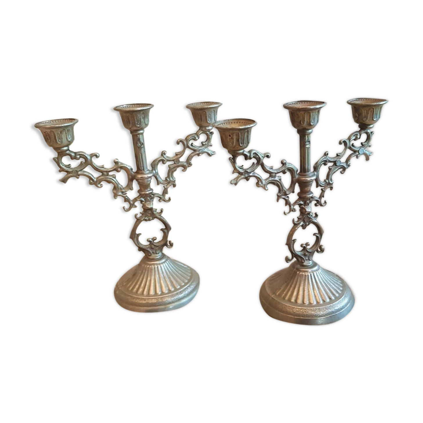 Pair of mini candlesticks small metal table candlesticks