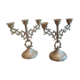 Pair of mini candlesticks small metal table candlesticks