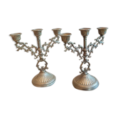 Pair of mini candlesticks small metal table candlesticks