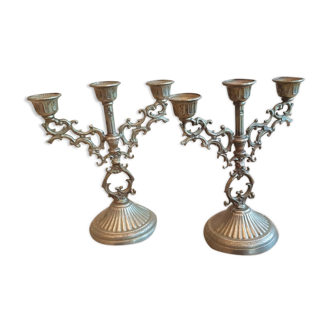 Pair of mini candlesticks small metal table candlesticks