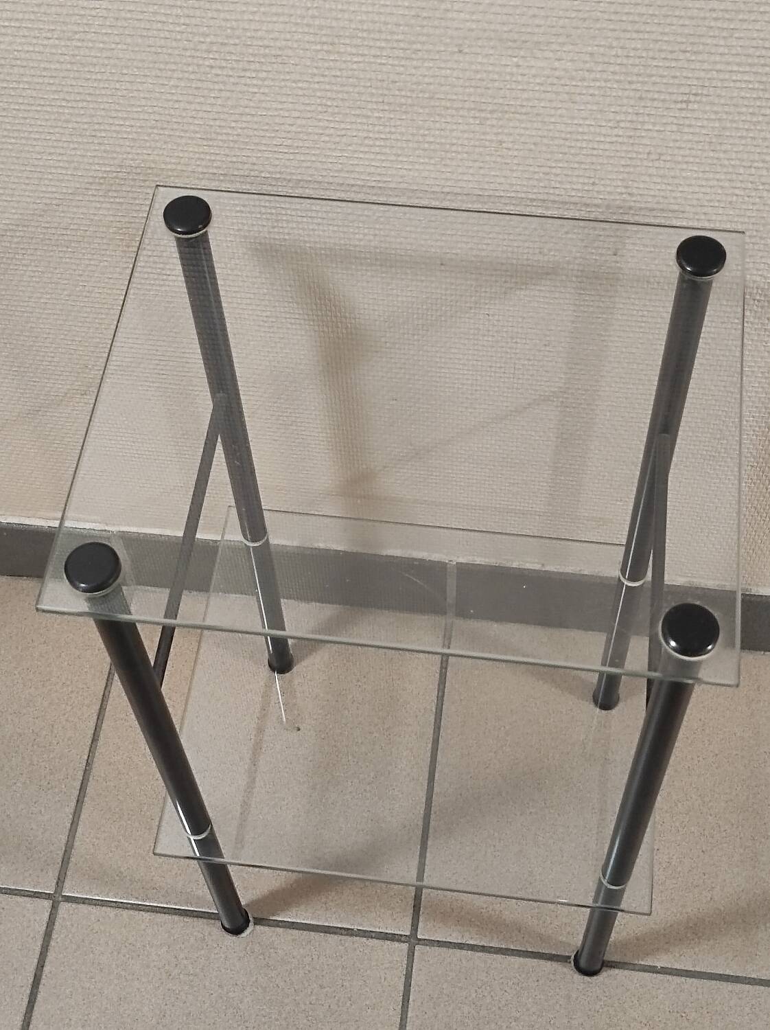 50s metal and glass side table