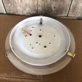 Old Glass Wall Lamp + Vintage Metal Support #A711