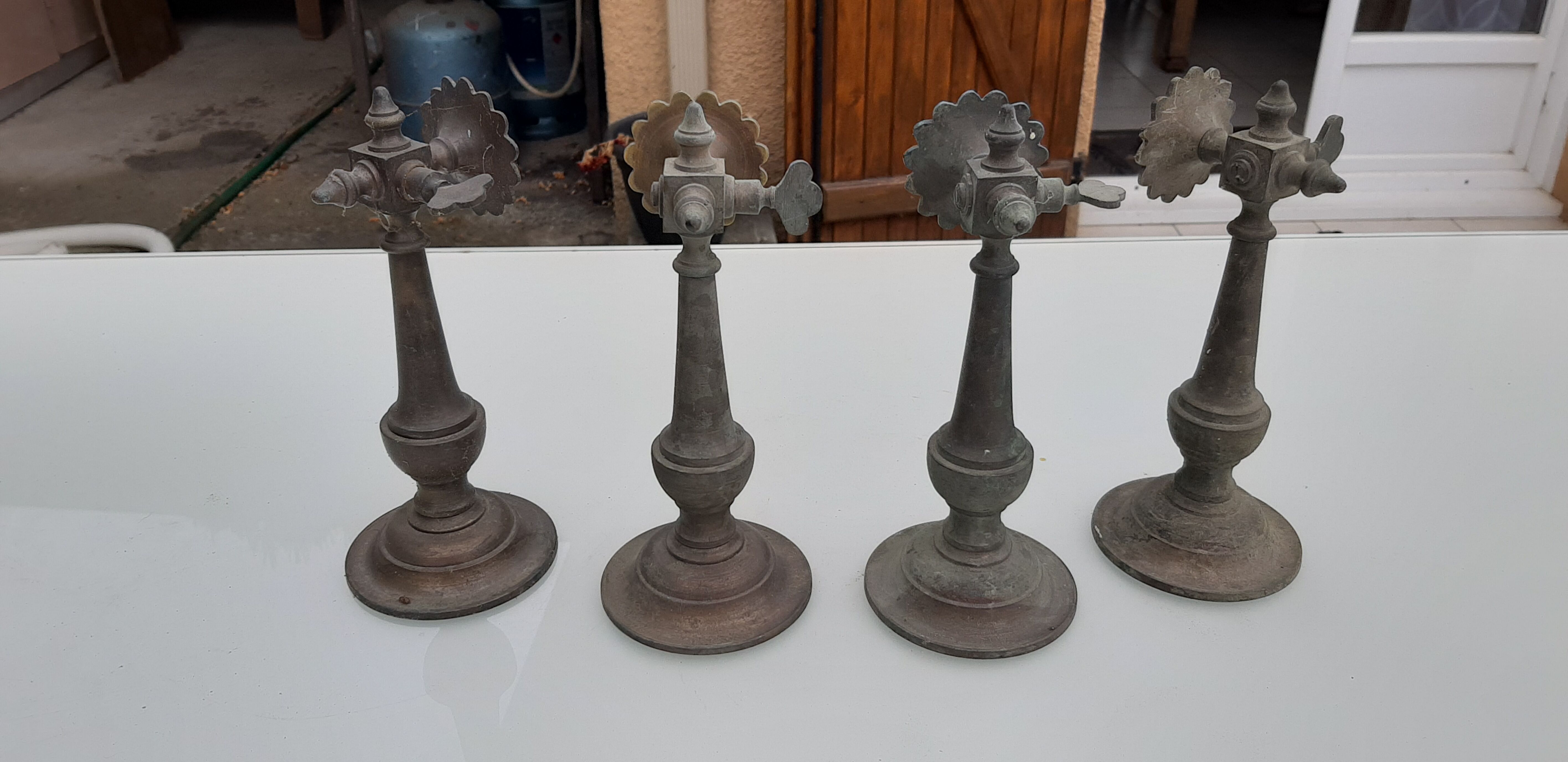 4 bronze sconces 19th