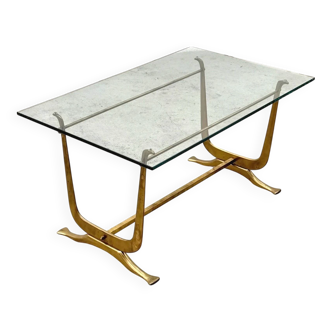Brass and glass coffee table, Italy 1950.