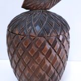 Solid vintage pine cone wood box