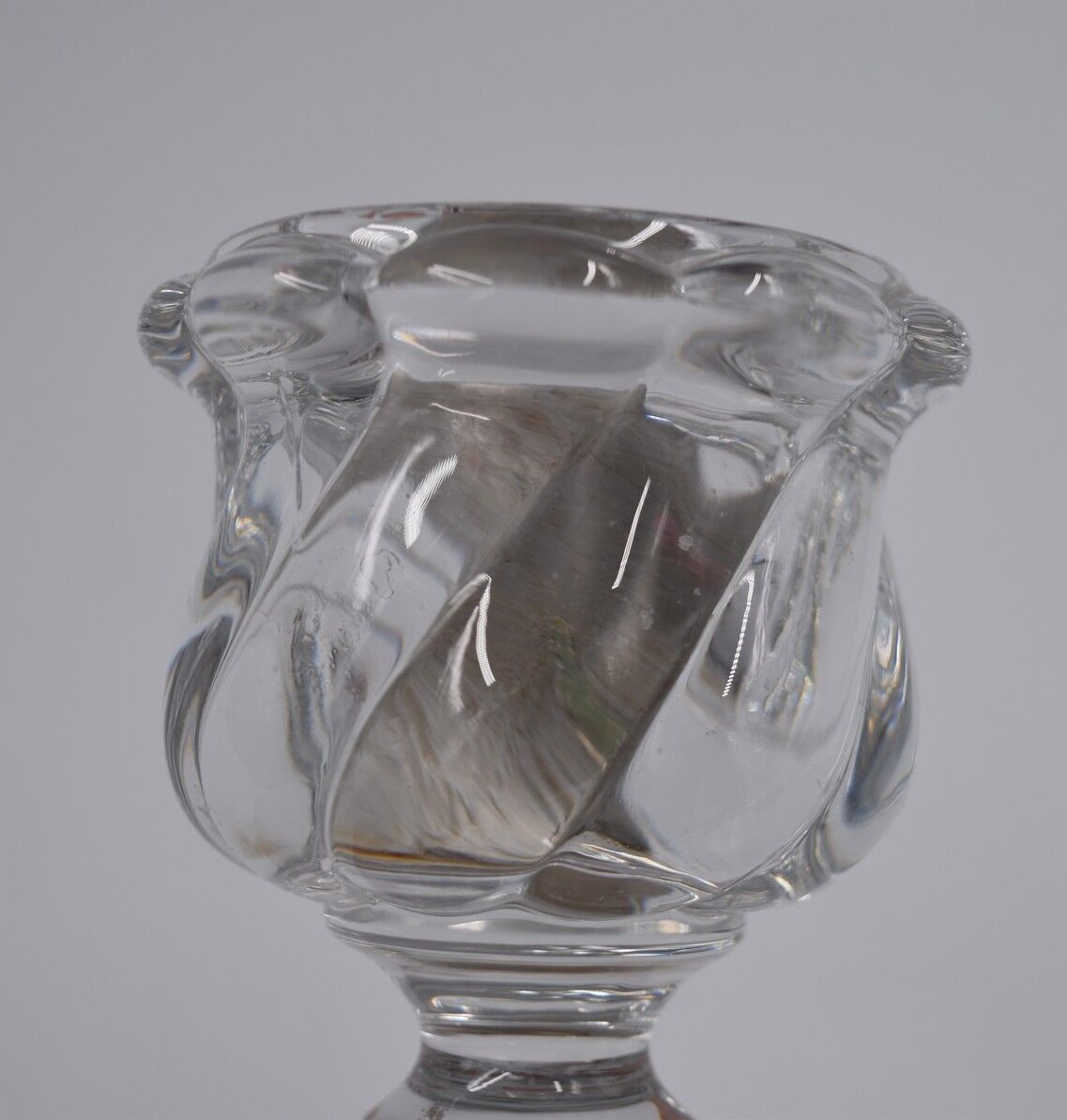 Baccarat: Bamboo-style crystal candlestick signed