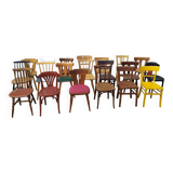 Lot de 20 chaises de bistrot bois dépareillé - vintage