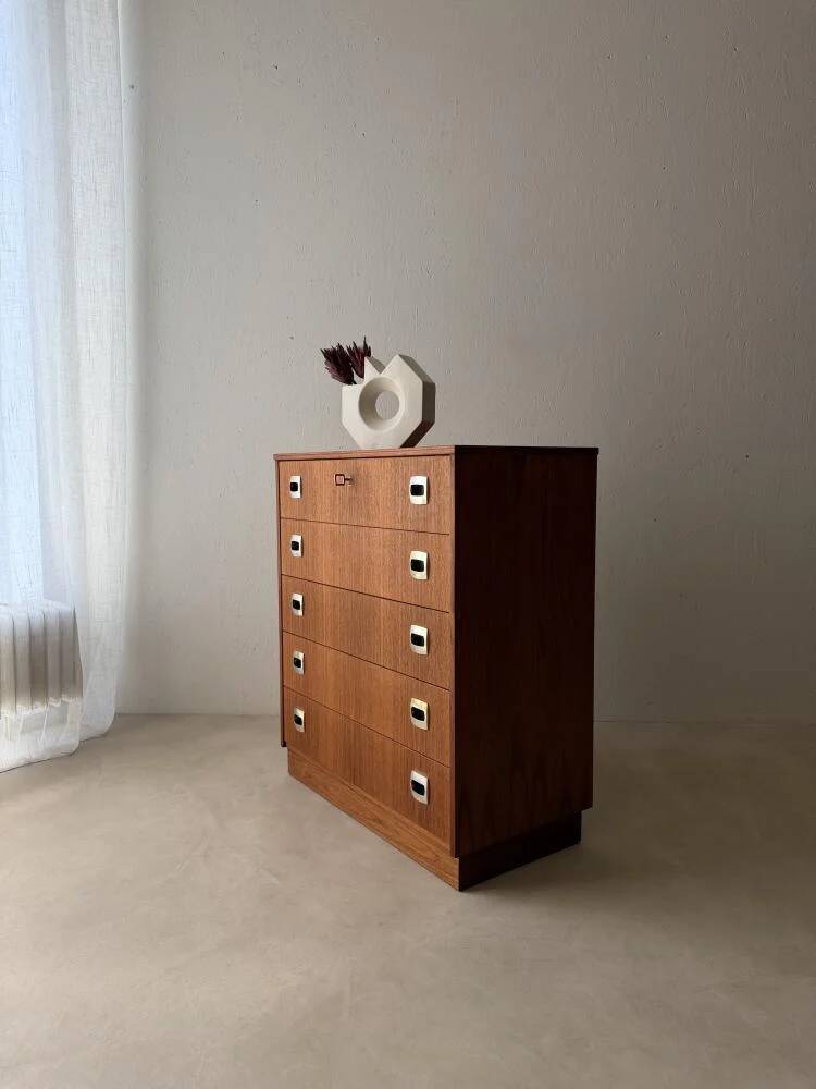 Swedish mid-century chest of drawers teak five drawers