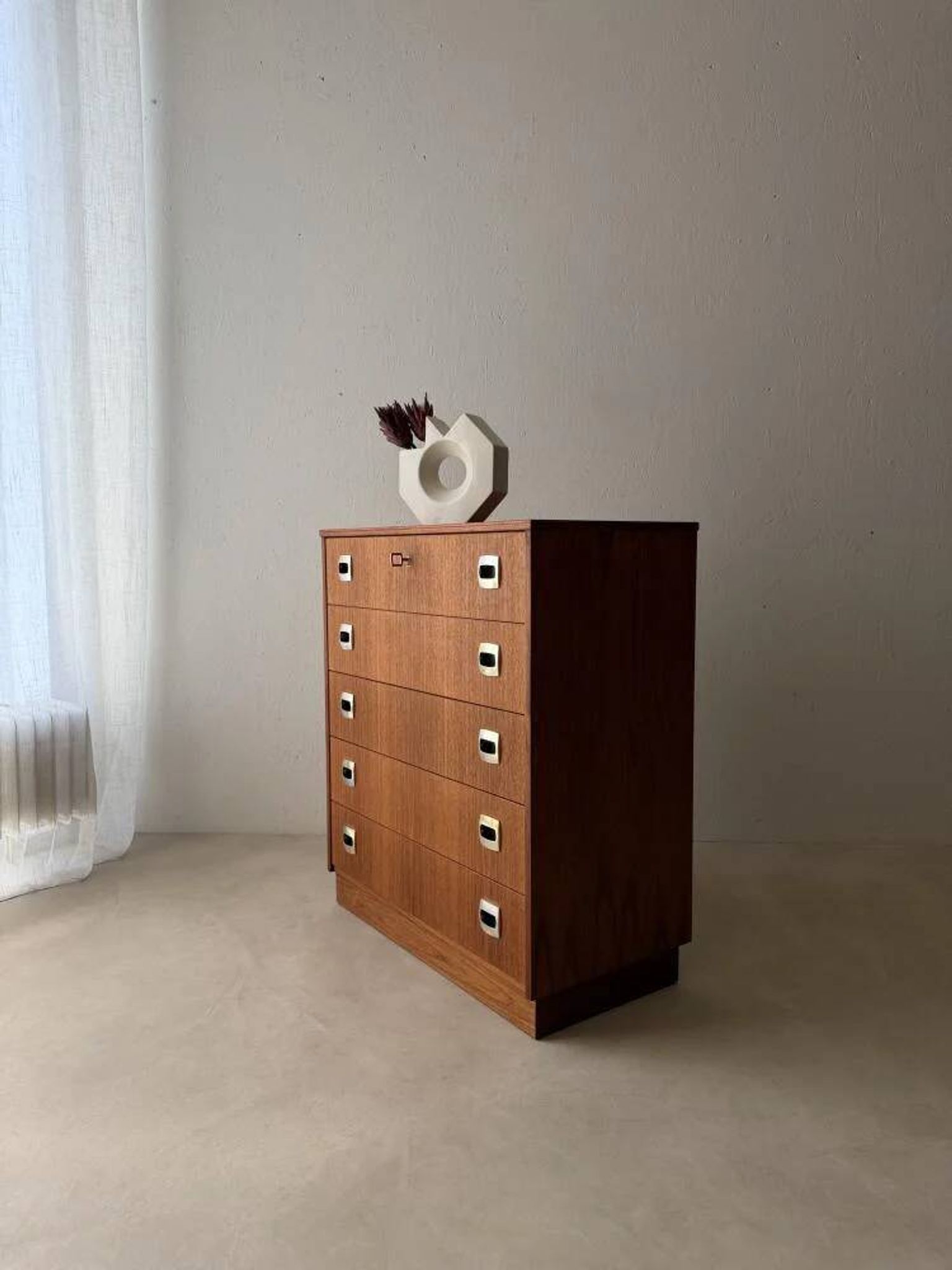 Swedish mid-century chest of drawers teak five drawers