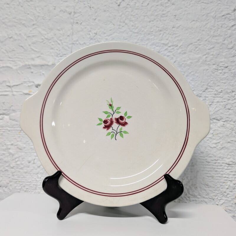 Round earthenware plate Moulin des Loups Orchies model Two Roses