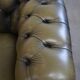 Green Vintage English Cowhide Leather Chesterfield 2-Seater Sofa
