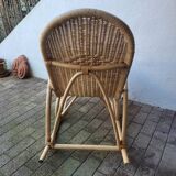 Rattan and bamboo rocking chair — Vintage bohemian style, 1970s