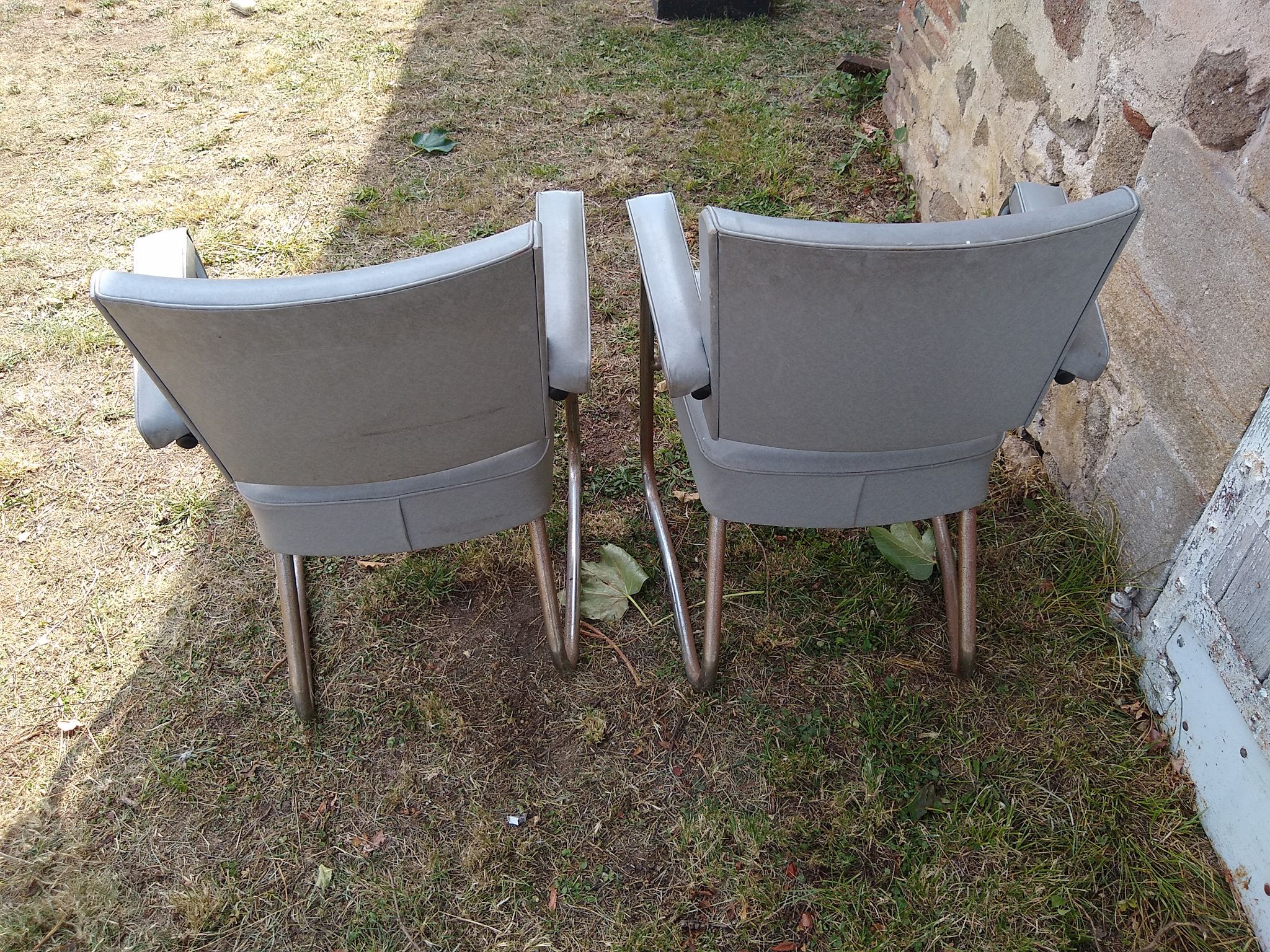 2 fauteuils bureau skaï vintage