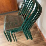 Set of 5 green chairs