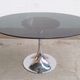 Gastone Rinaldi oval table circa 70 foot chrome tulip tray smoked glass