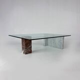 Base en verre et marbre à deux pierres vintage, Italie, années 1970