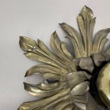 Applique murale de théâtre florale de style Stilnovo en laiton fait main de 35 cm, Italie 1970
