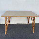 Rattan table vintage compass feet
