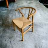 Chaise rétro en rotin avec cordon