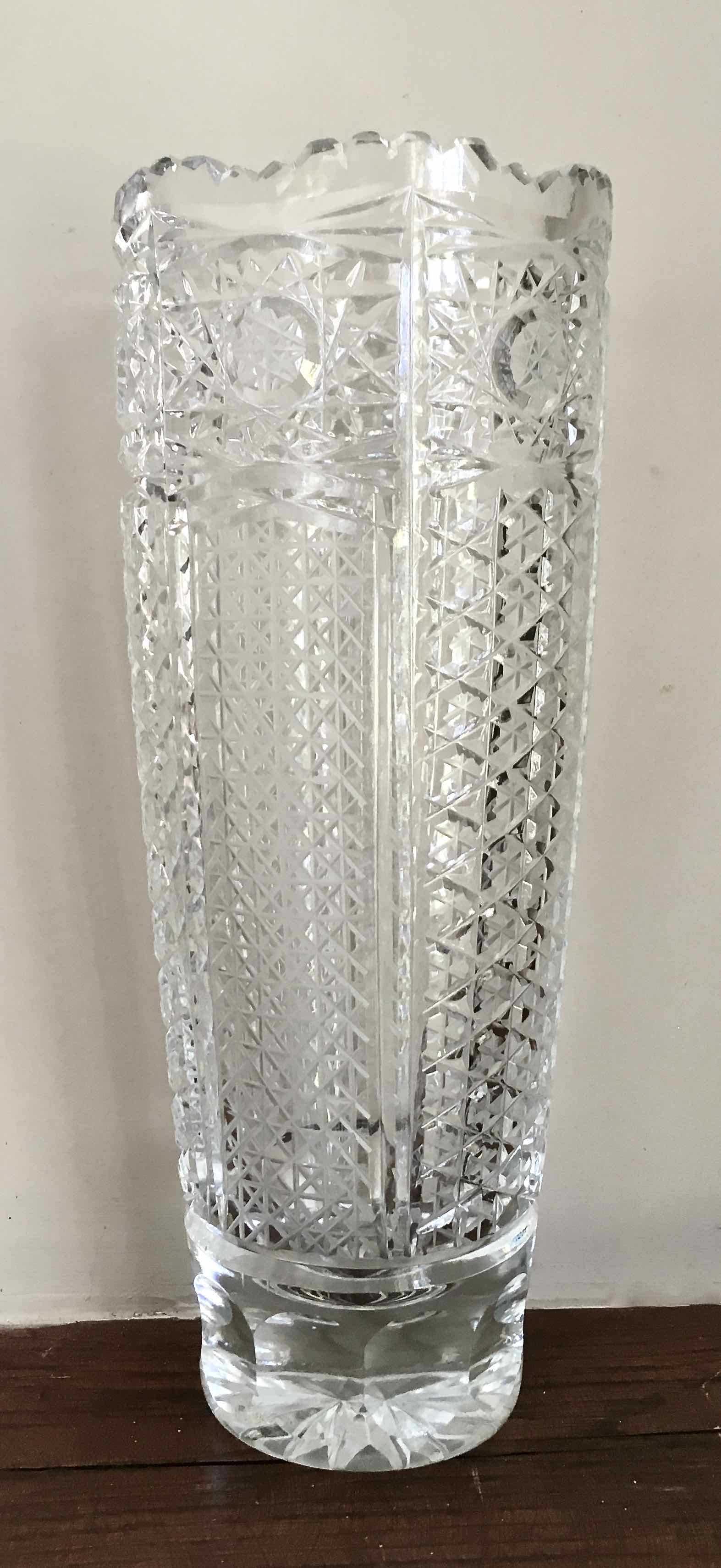 Bohemian carved crystal vase