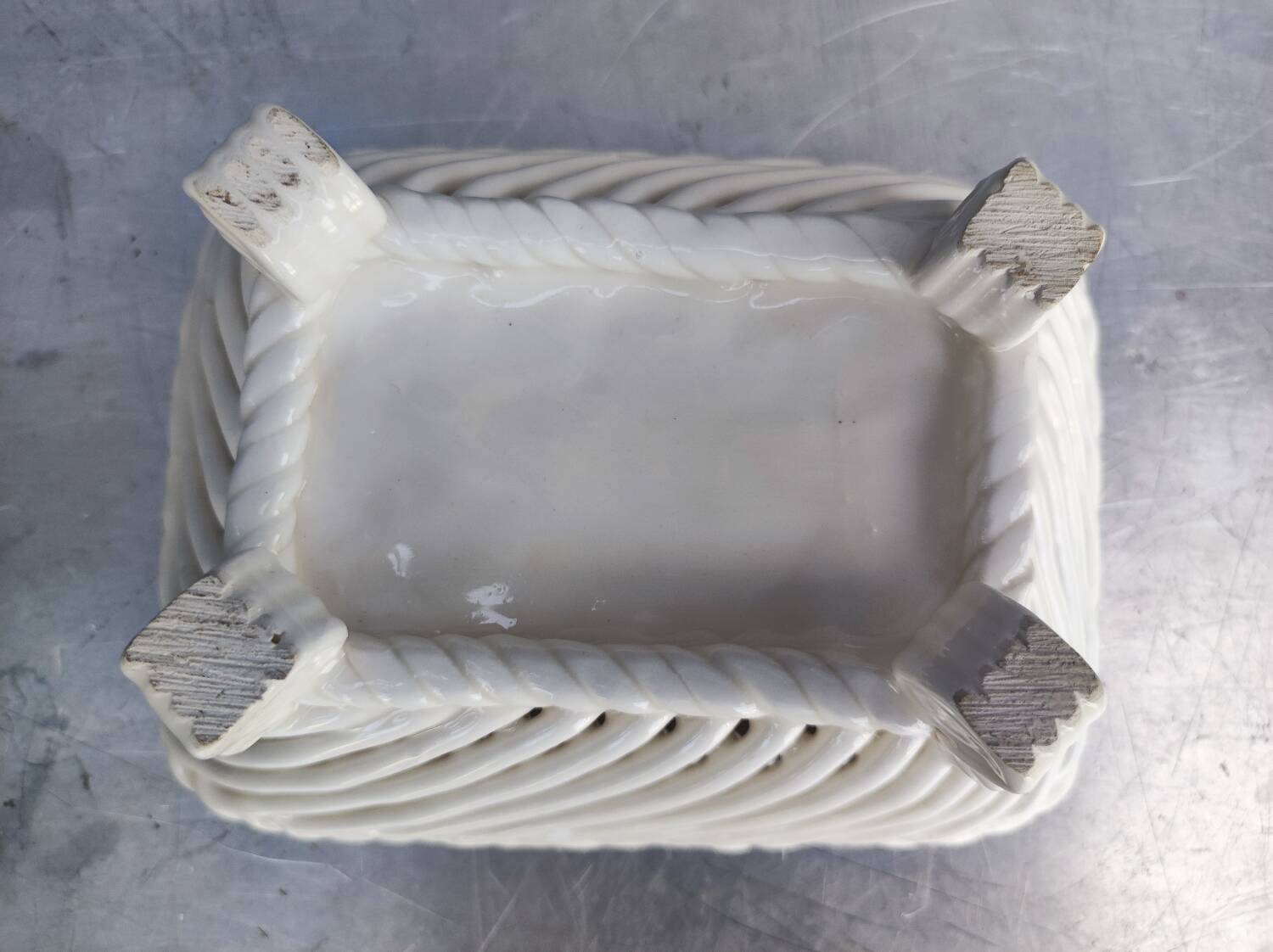 Vintage basket, woven ceramic fruit bowl