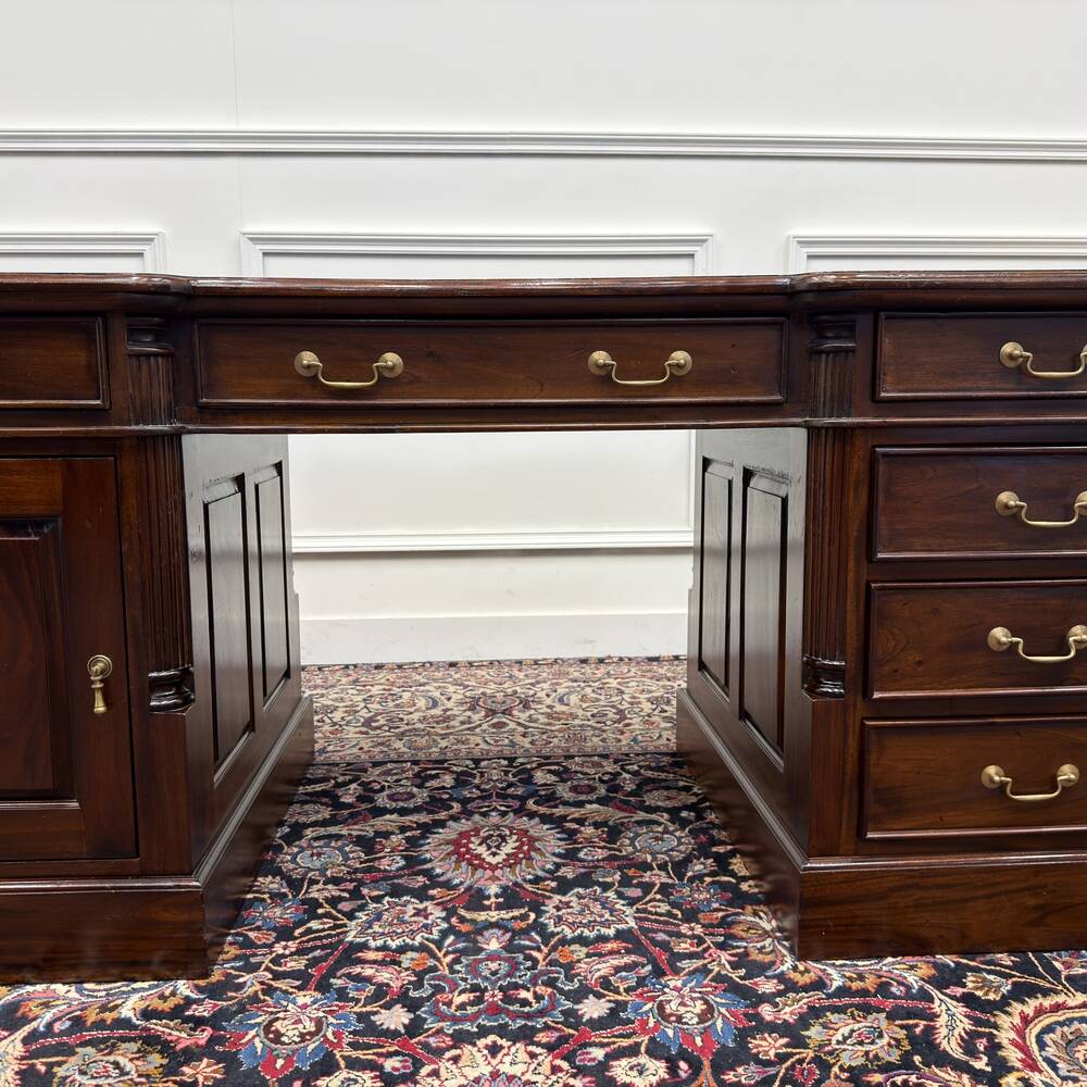 Classic English Desk with Black Leather