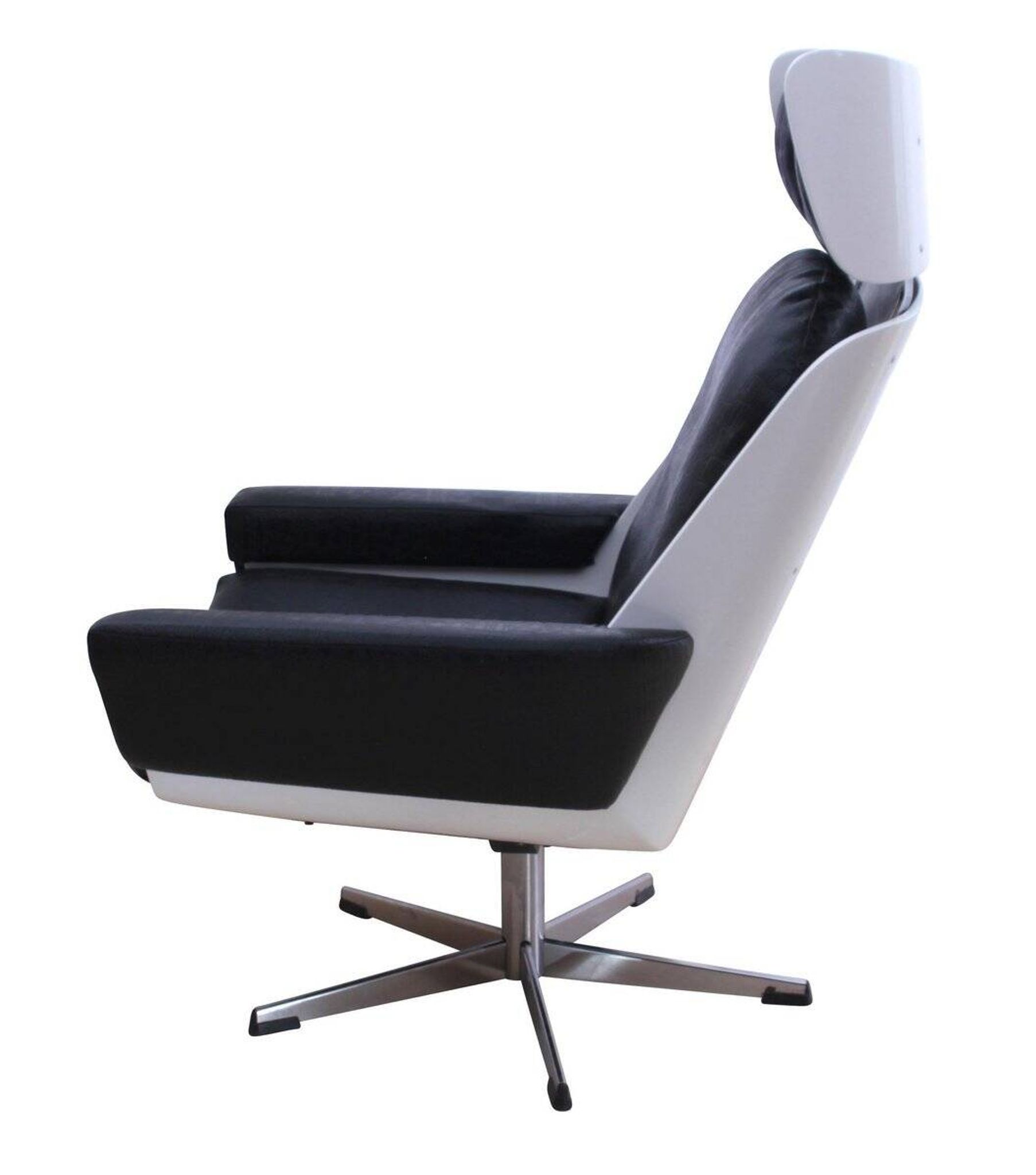 Fauteuil Lounge de l'ère spatiale, laque blanche, cuir, aspect reptile, Allemagne, années 1970.