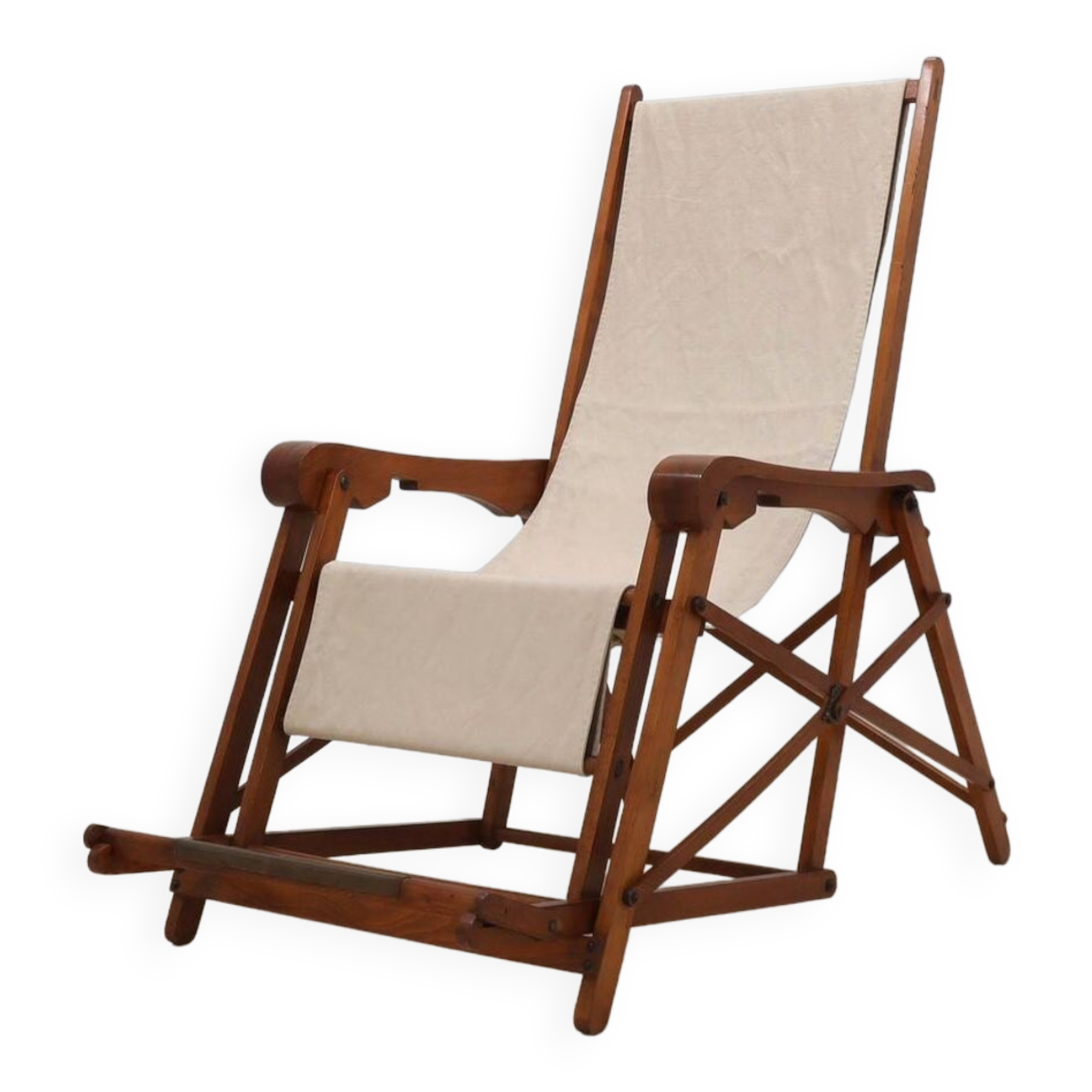 Mid century F.lli Castelli folding deck chair 1940s