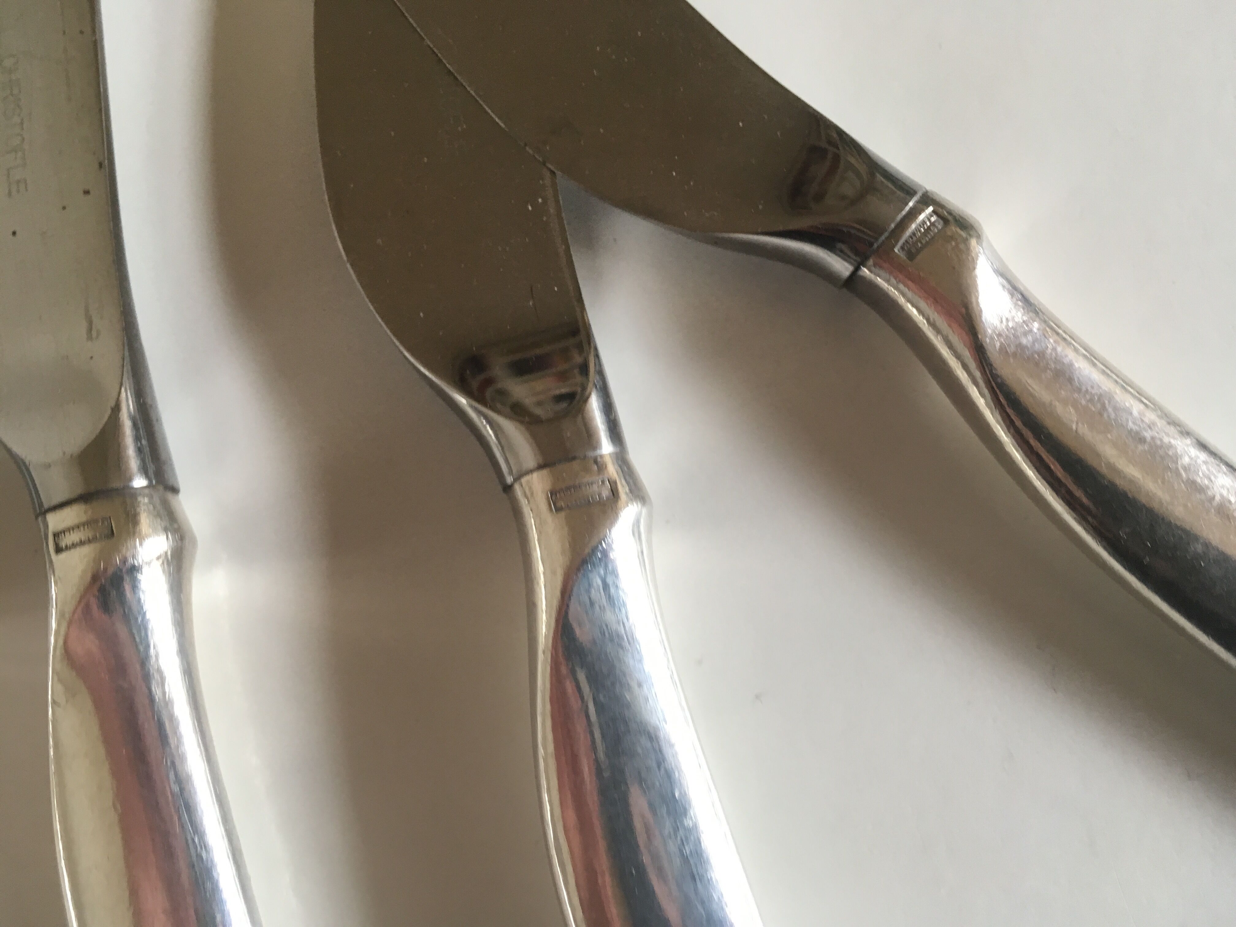 Set 8 knives 1960 Christofle silver metal space age