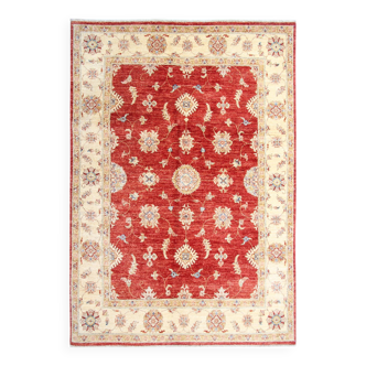 Red Livingroom Wool Handmade Floral Area Rug, Traditional Design 150x210cm