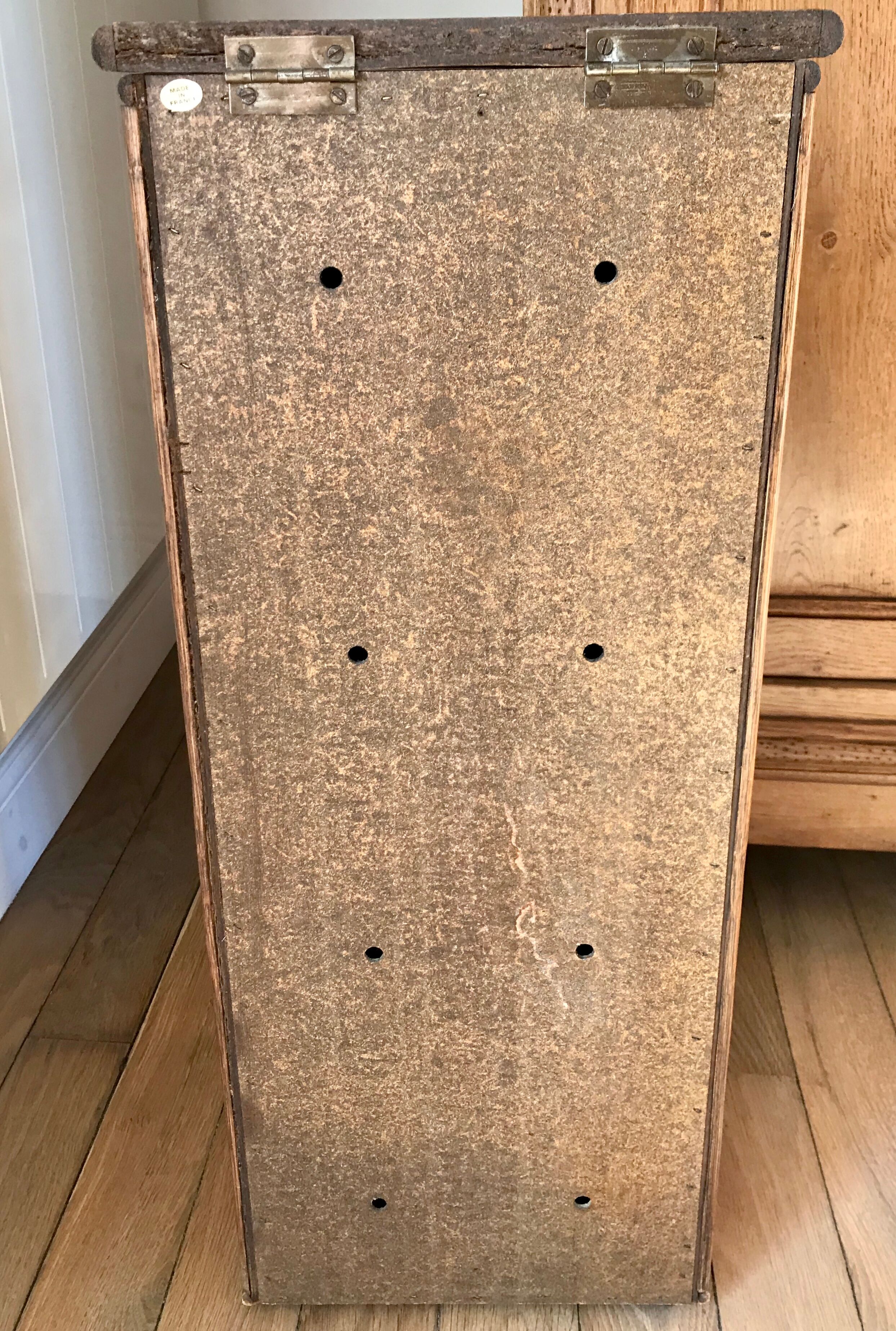 Bread hutch in oak wood and canning made in france 50s