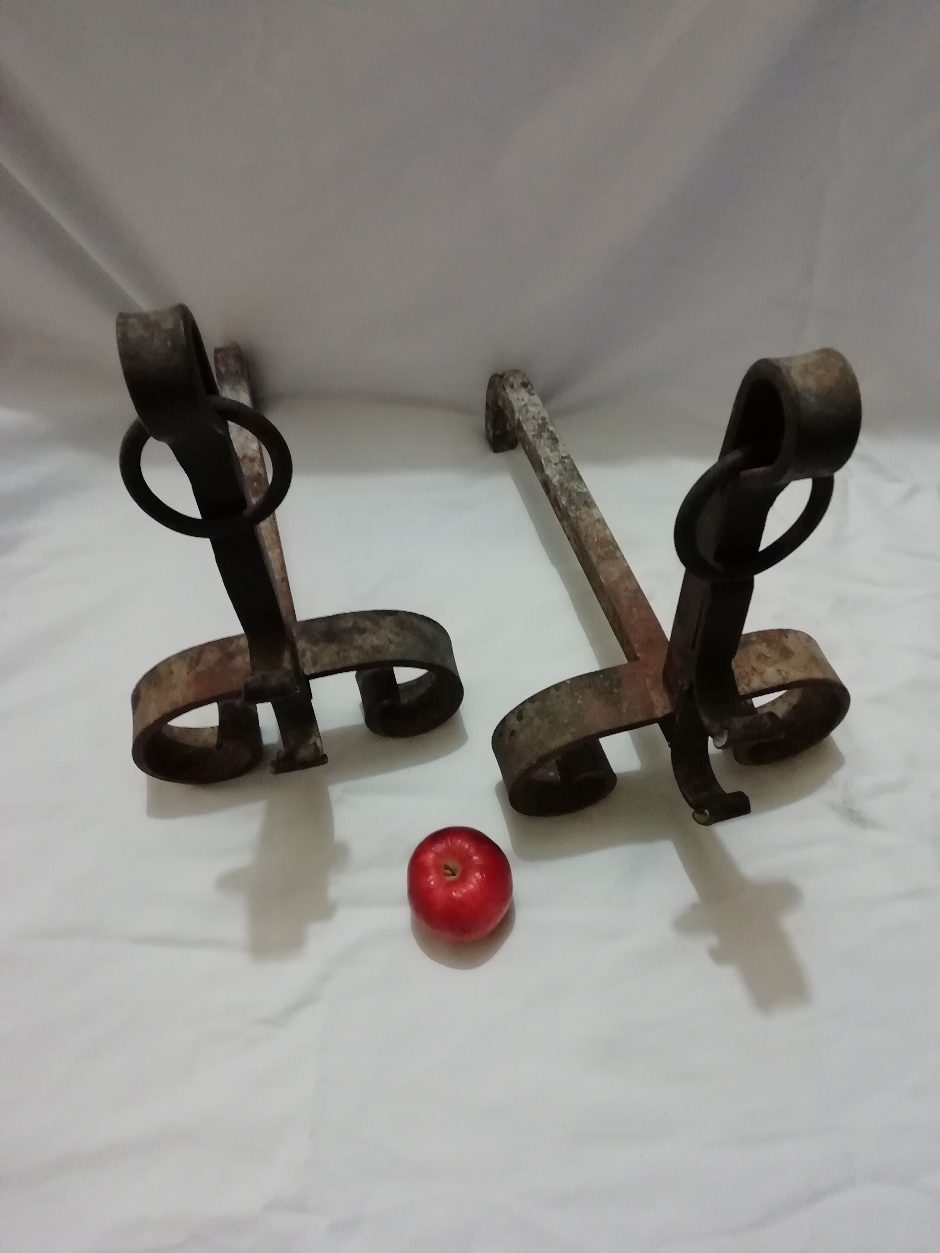 Pair of wrought iron castle channel  20th