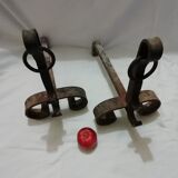 Pair of wrought iron castle channel  20th