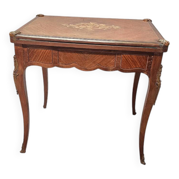 French Louis XV Style Gaming Table With Marquetry, 1960s