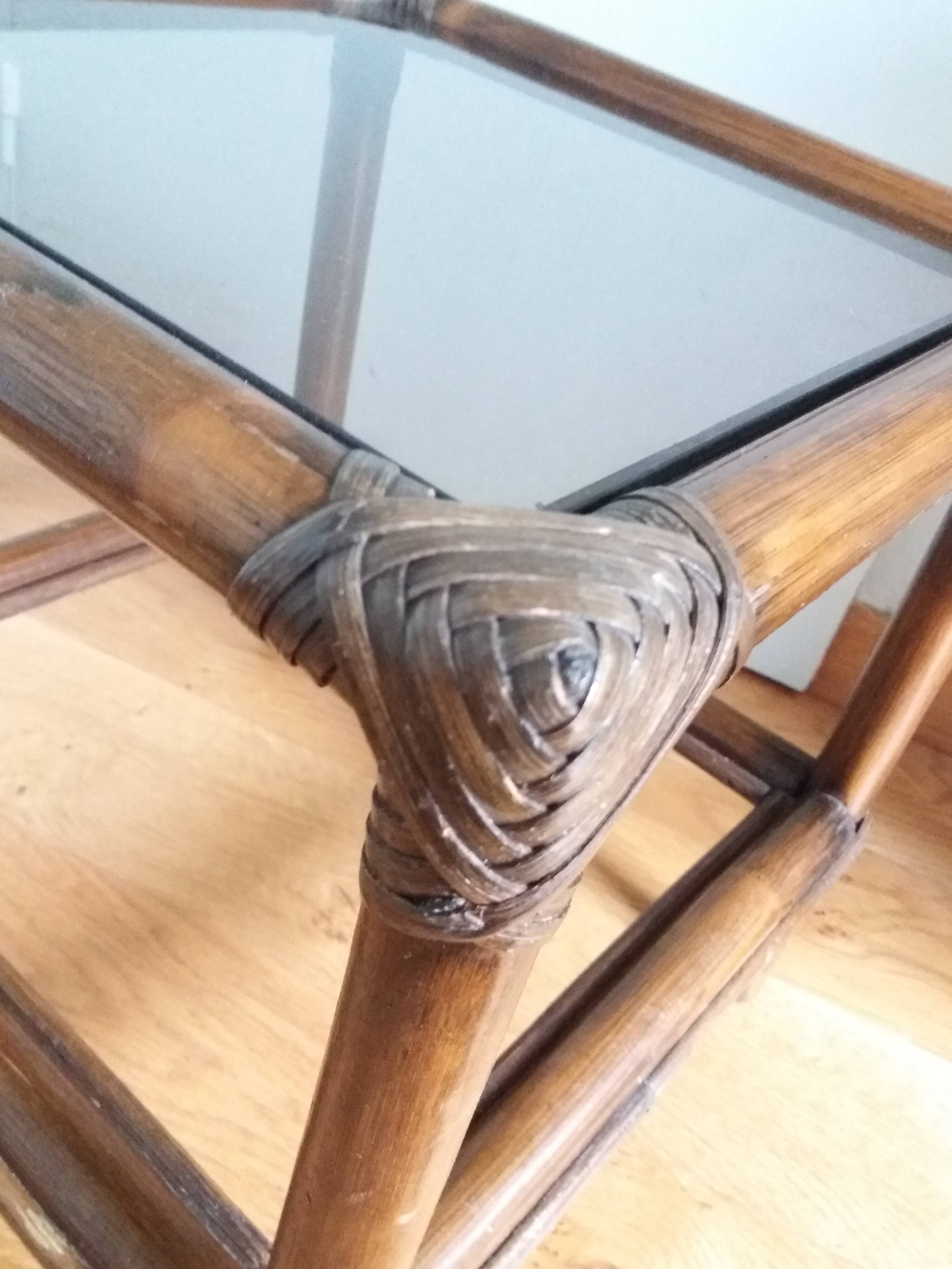 Wicker rattan glass end table