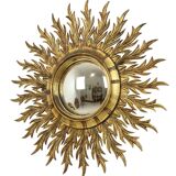Large Rare Wooden Sun Mirror Sunburst Gold Leaf XL 86cm