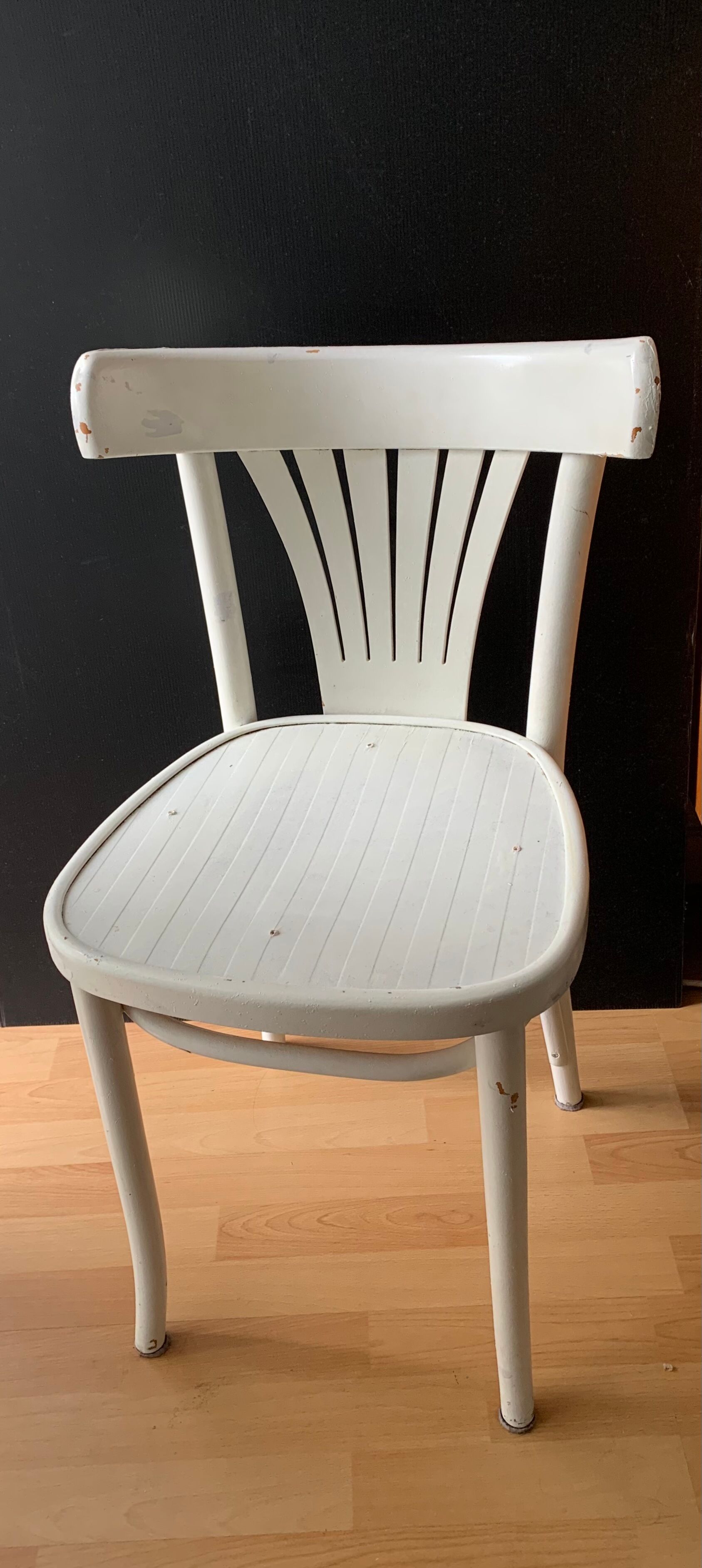 Vintage white lacquered bistro chair