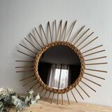 Vintage rattan sun mirror