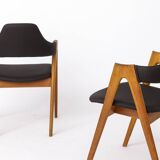 2 Compass Teak Dining Chairs, 1960s, by Kai Kristiansen for Sva Møbler, Set