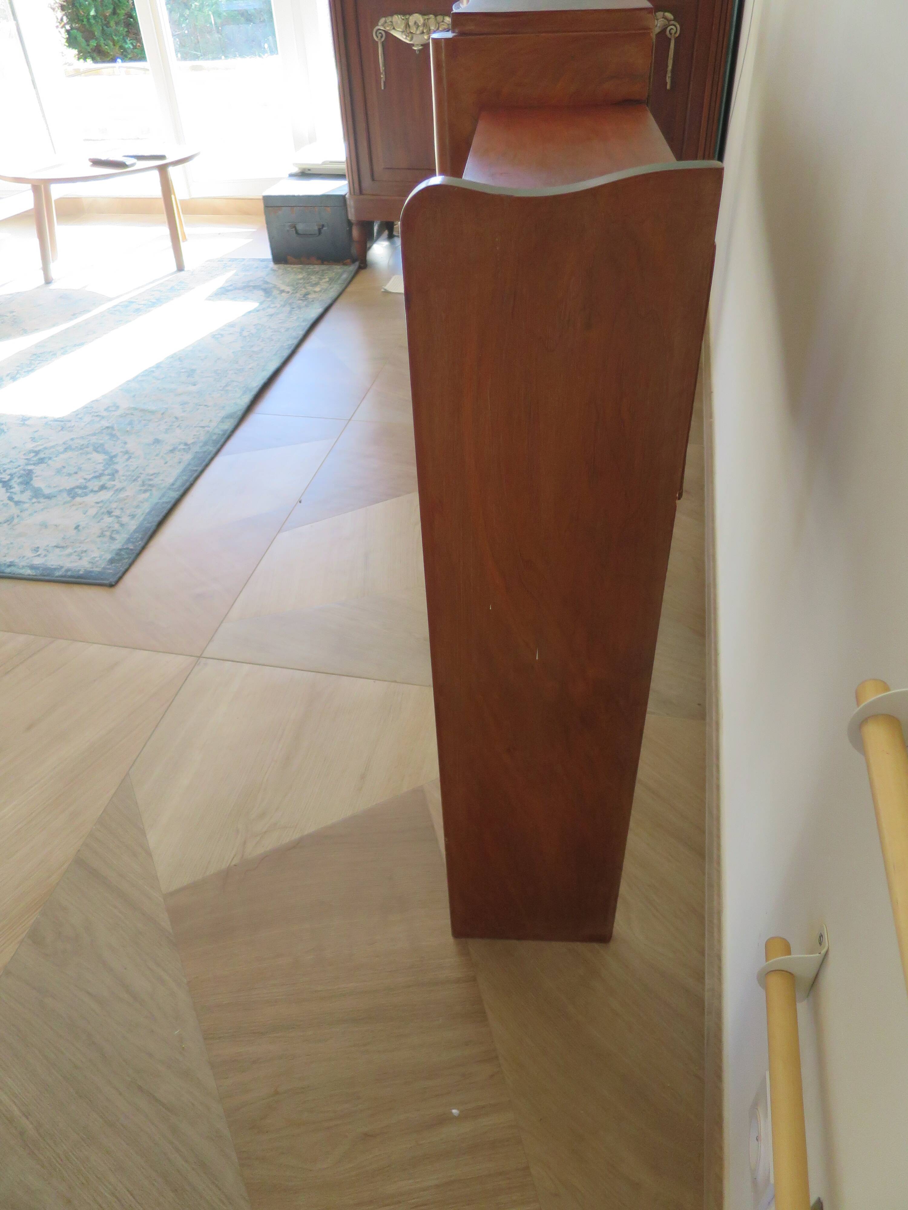 Headboard – console – sideboard – art deco – 2 doors – 2 niches in solid walnut e